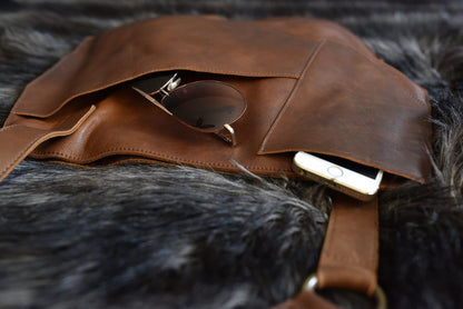 Cross Over Tote - Echtleder Tasche mit geometrischem Design